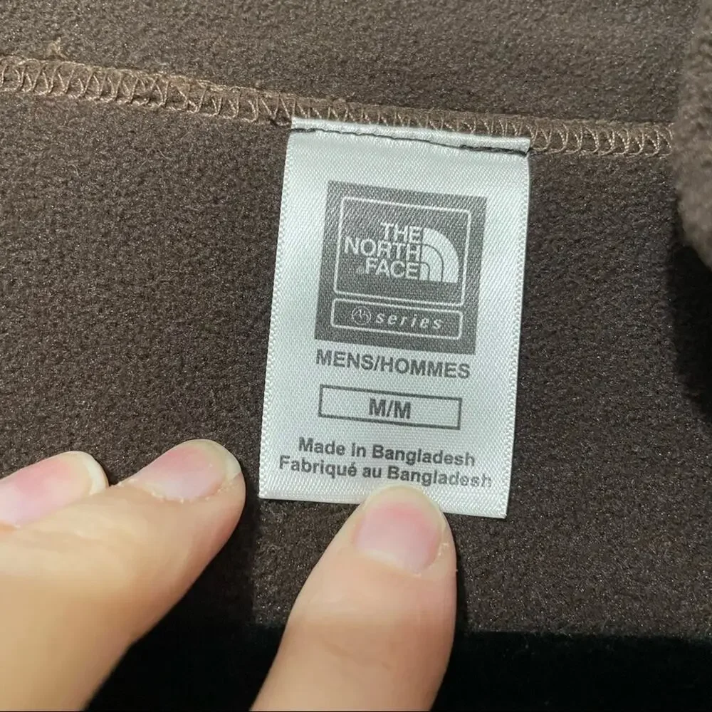 The North Face Brown Knit Quarter Zip Sweater Mens M Cotton Wool Blend Fall